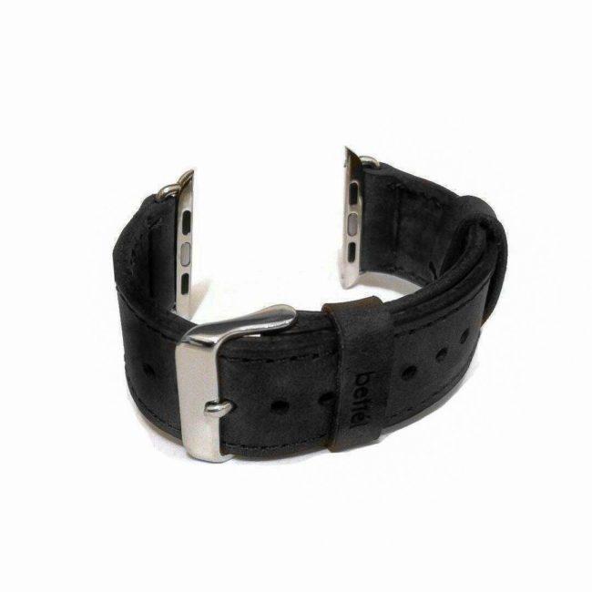 Bracelet en cuir noir pour Apple Watch largeur 38 & 40mm