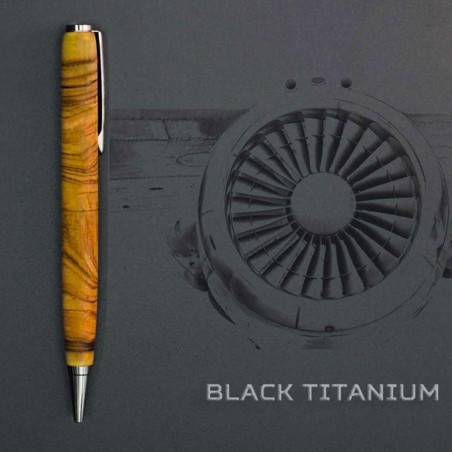 Kugelschreiber aus Wild-Olivenholz – Titan-Gerät