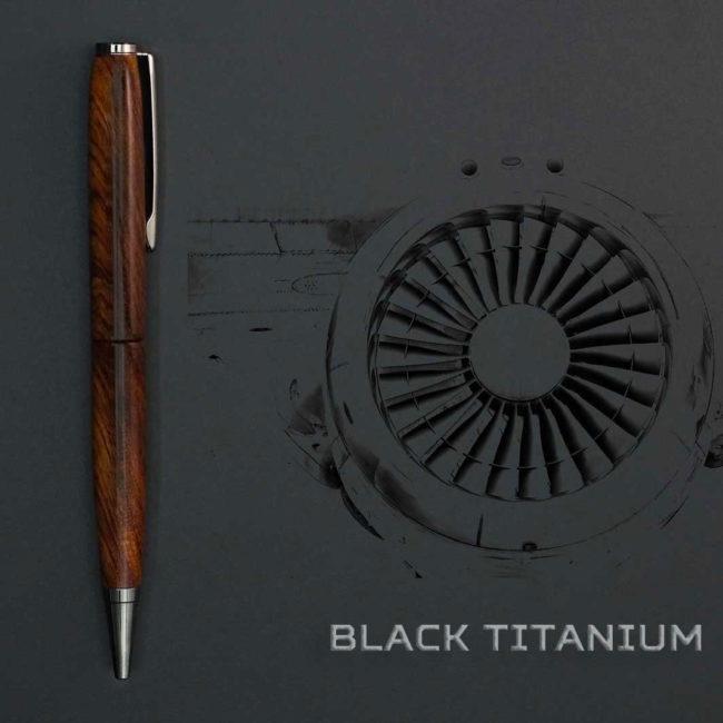 Bubinga Wood Pen, black titanium device