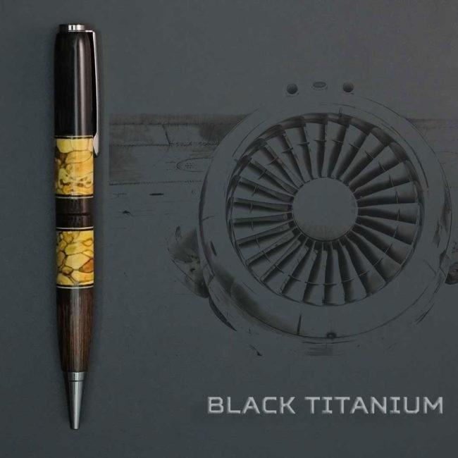 African Blackwood, Wenge & Apple Twigs Pen, black titanium device