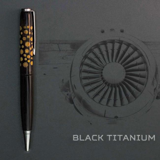 African Blackwood & Macadamia Twigs Pen, black titanium device